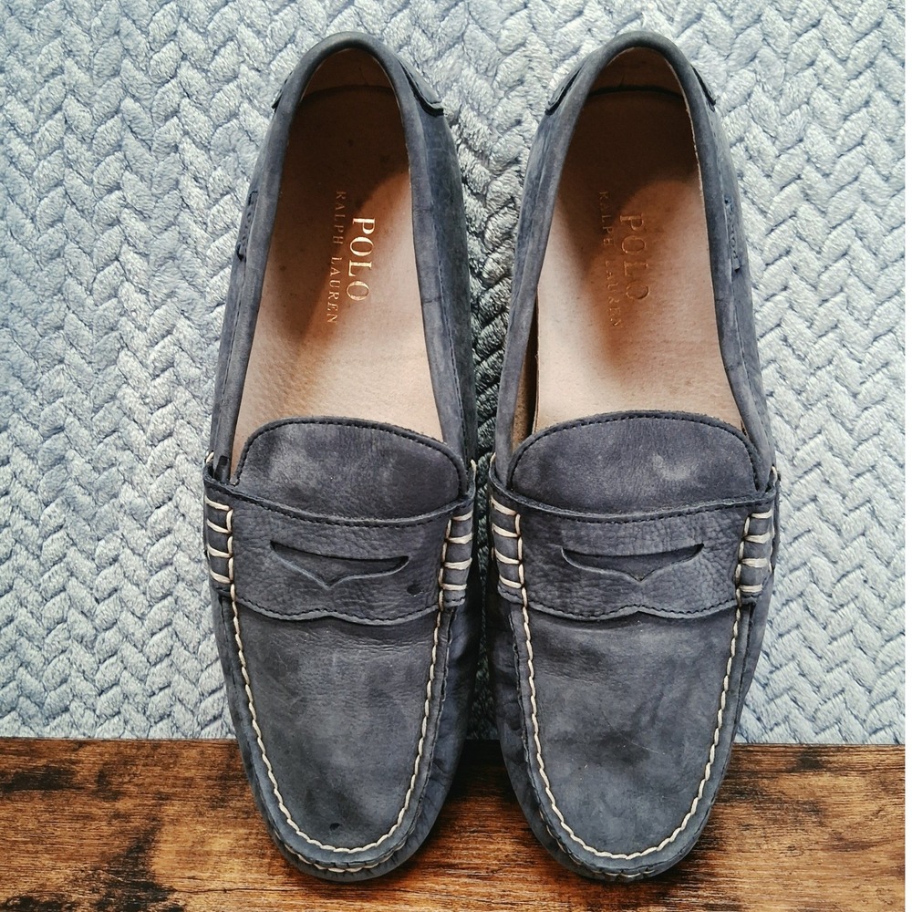 Polo Ralph Lauren Wes-SO-DRV Navy Blue Leather Driving Loafers Mens 9.5D - Picture 3 of 12